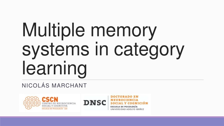 multiple memory systems in category learning