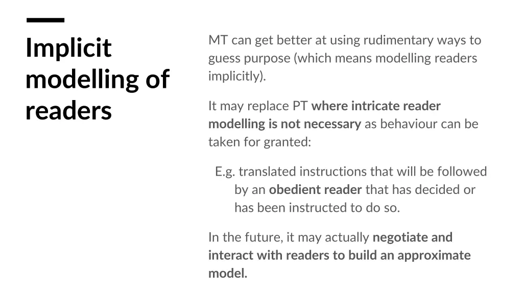 implicit modelling of readers