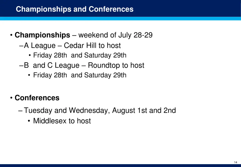 championships and conferences