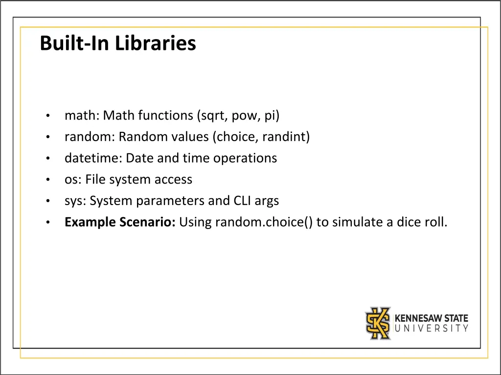 built in libraries
