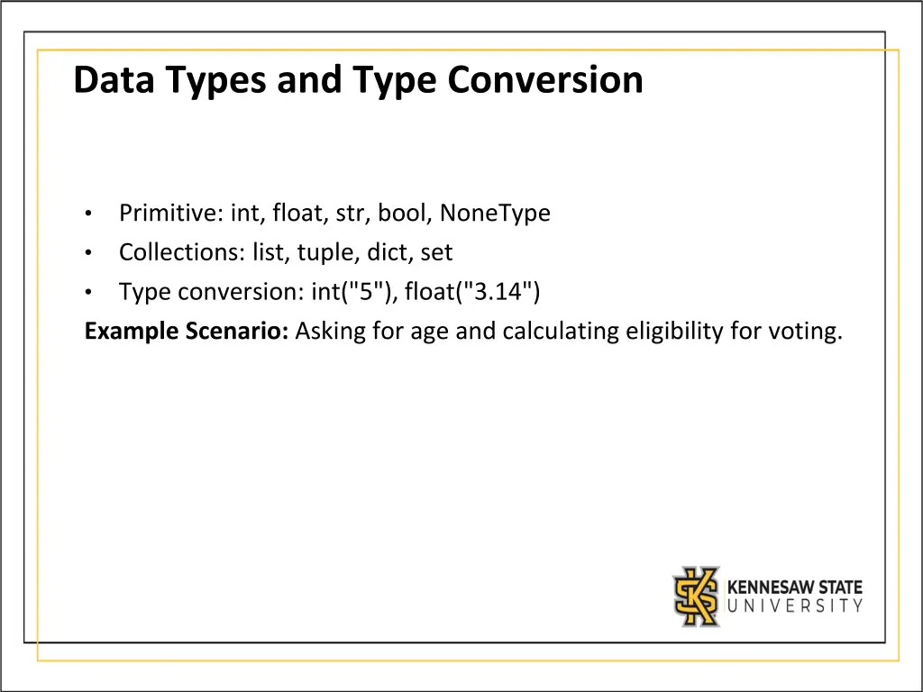 data types and type conversion
