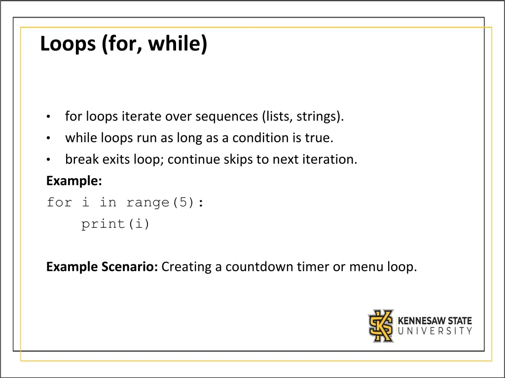 loops for while