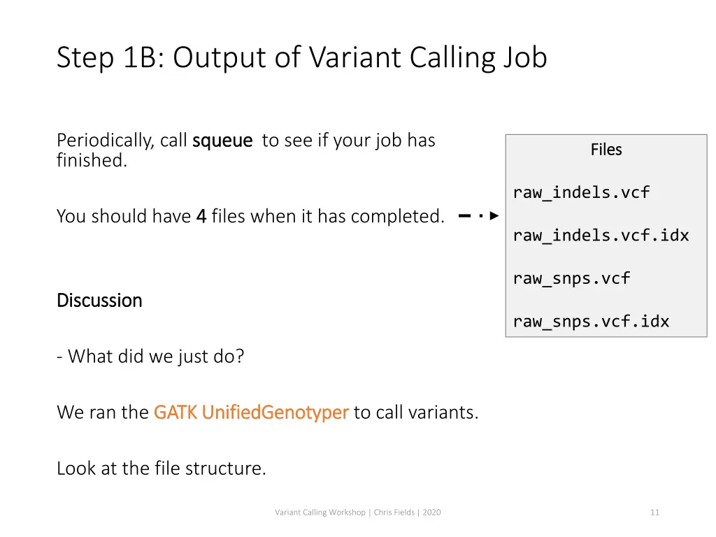 step 1b output of variant calling job