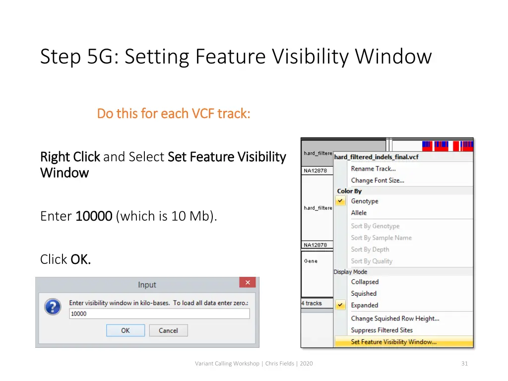step 5g setting feature visibility window