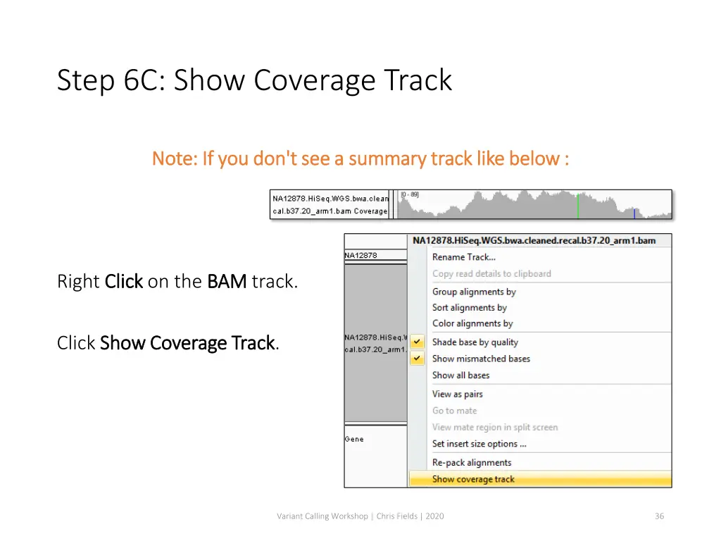 step 6c show coverage track