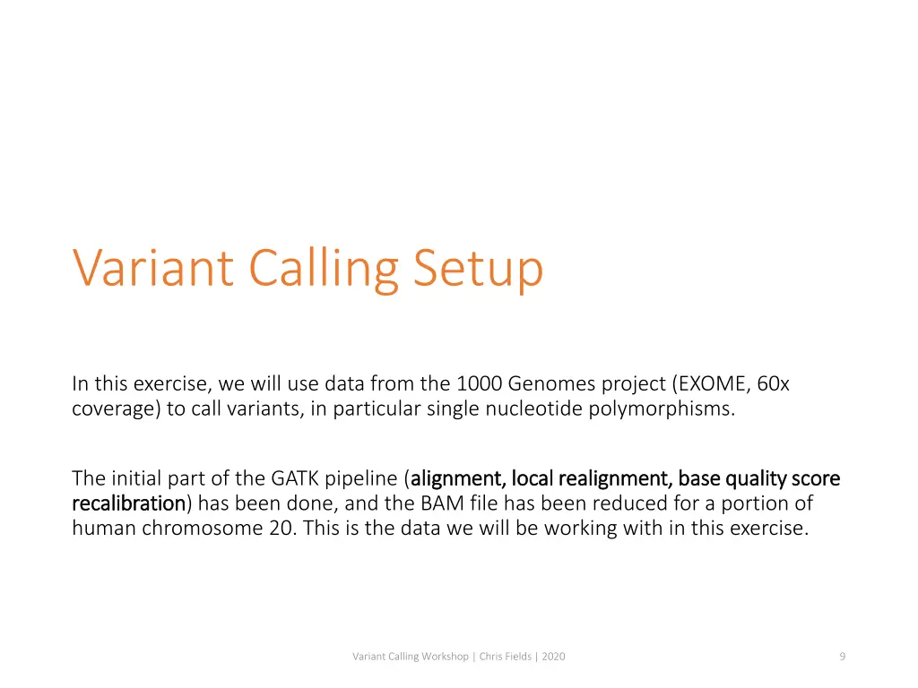 variant calling setup