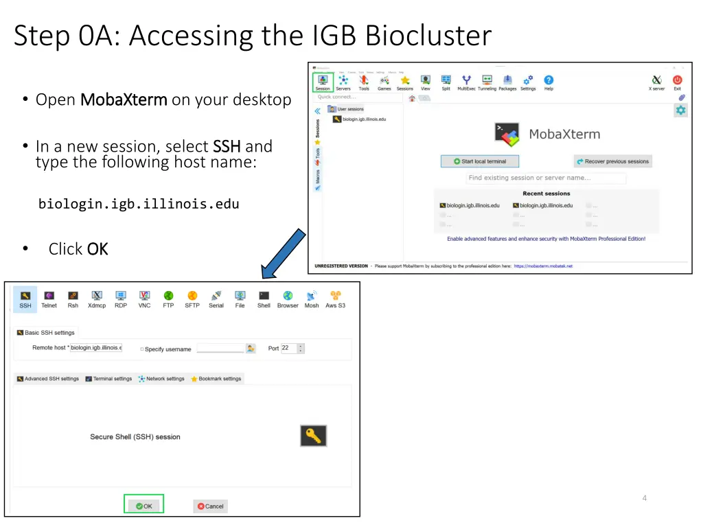 step 0a accessing the igb biocluster