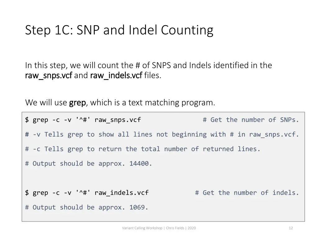 step 1c snp and indel counting