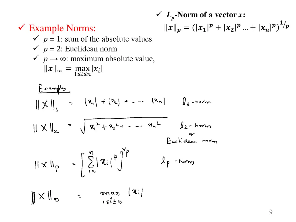 l p norm of a vector x 1