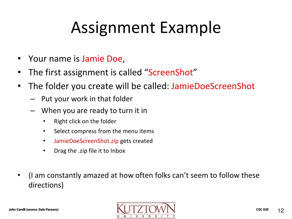 assignment example