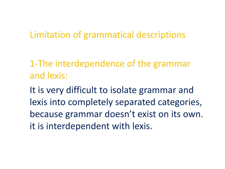 limitation of grammatical descriptions