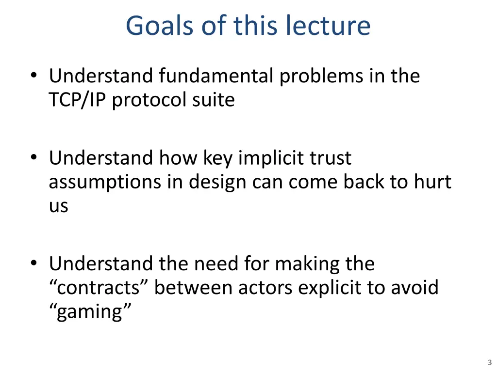 goals of this lecture