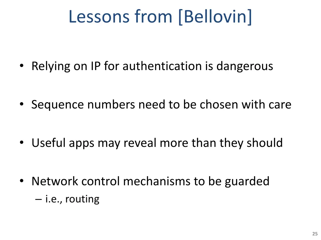 lessons from bellovin