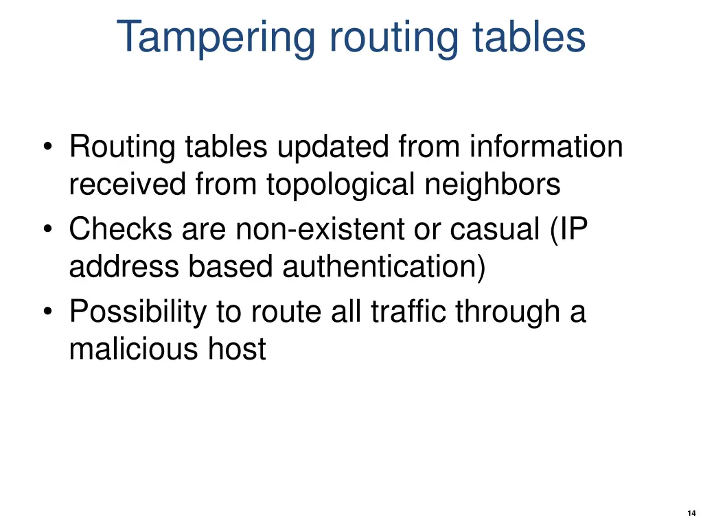 tampering routing tables