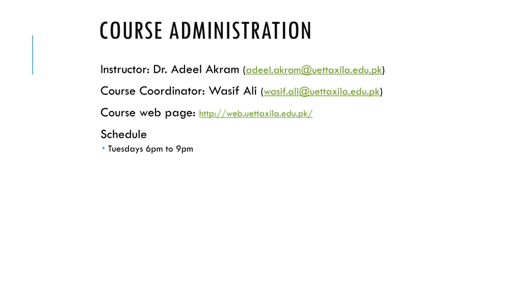 course administration