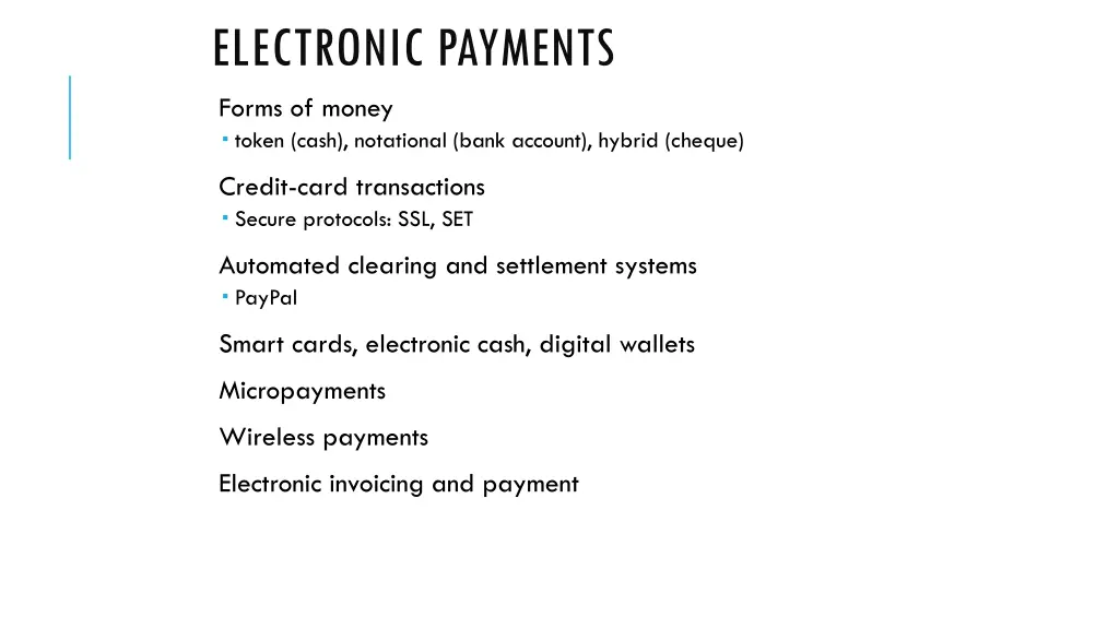 electronic payments forms of money token cash