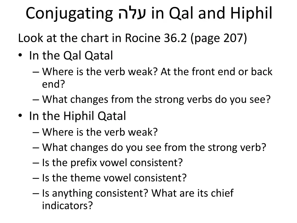 conjugating in qal and hiphil