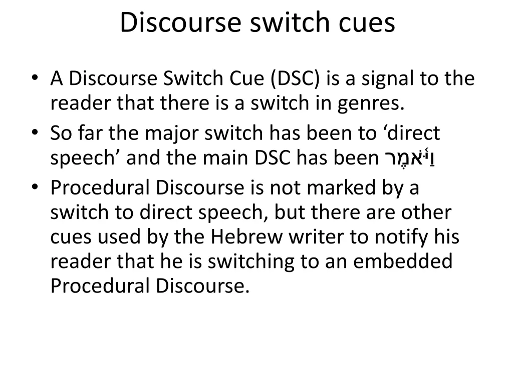 discourse switch cues