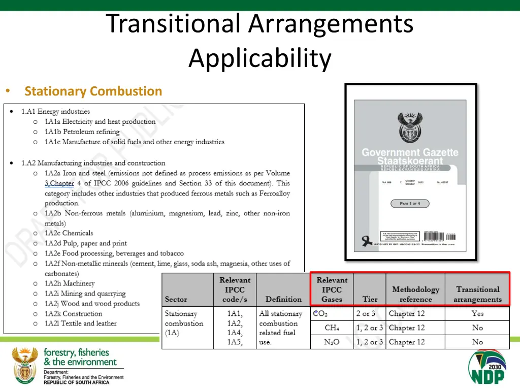 transitional arrangements applicability 1
