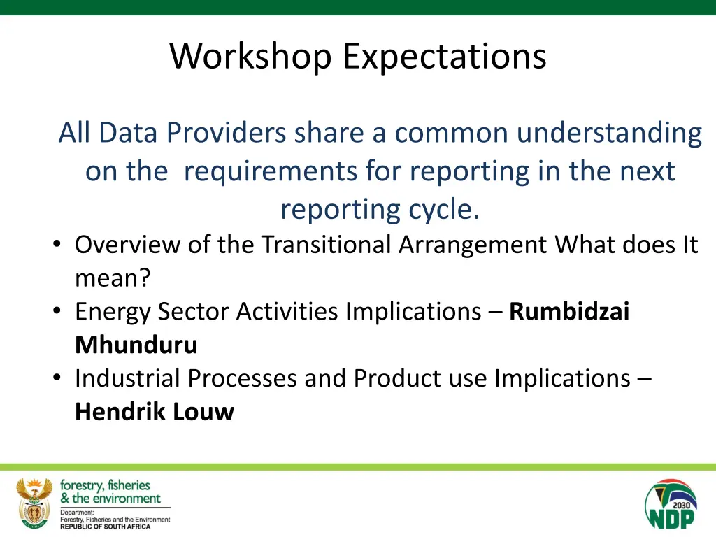 workshop expectations