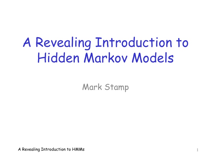 a revealing introduction to hidden markov models