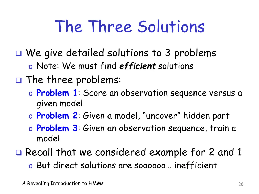 the three solutions