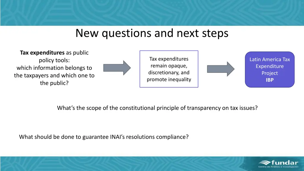 new questions and next steps