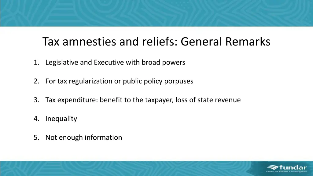 tax amnesties and reliefs general remarks