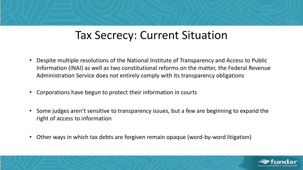tax secrecy current situation