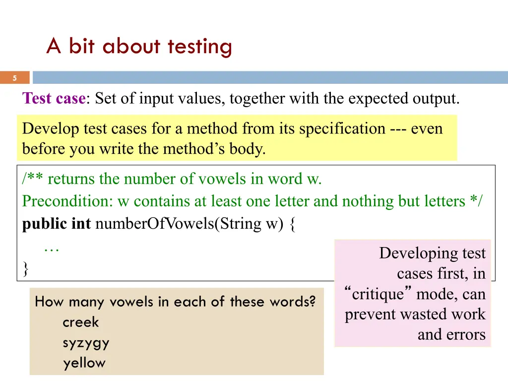 a bit about testing