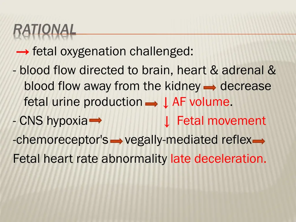 rational fetal oxygenation challenged blood flow