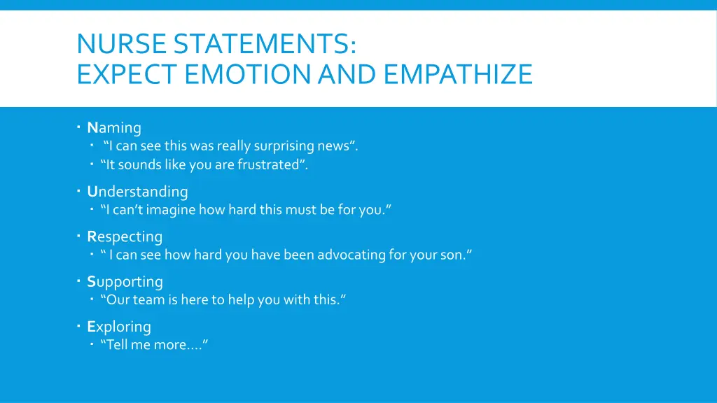nurse statements expect emotion and empathize