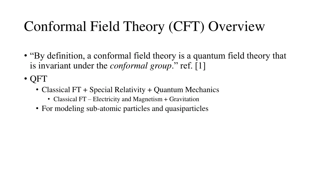 conformal field theory cft overview