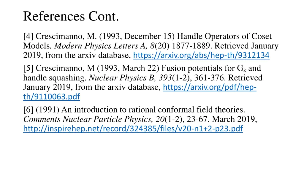 references cont