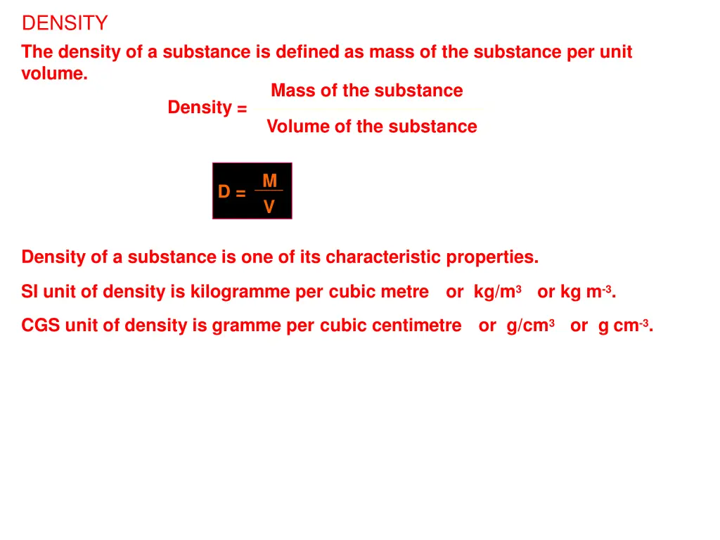 density the density of a substance is defined
