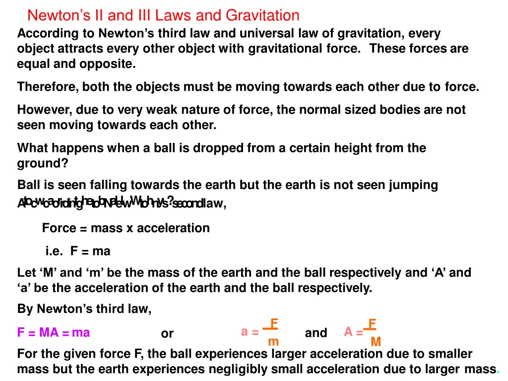 newton s ii and iii laws and gravitation