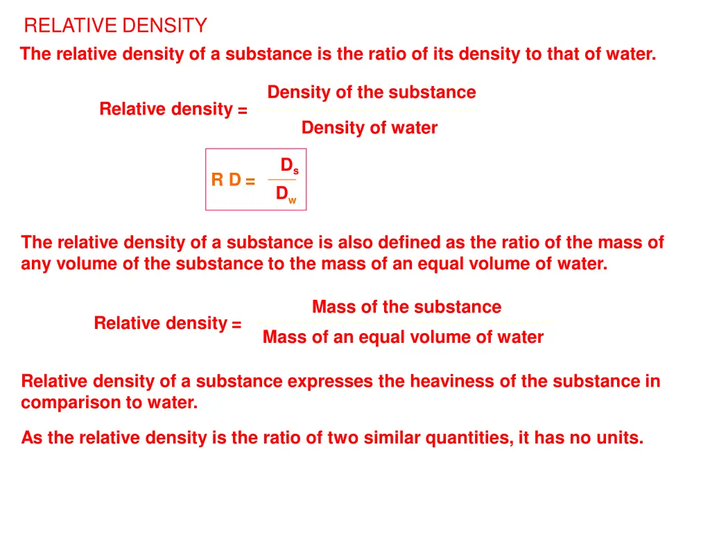 relative density the relative density