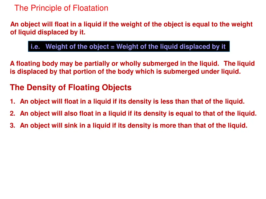 the principle of floatation