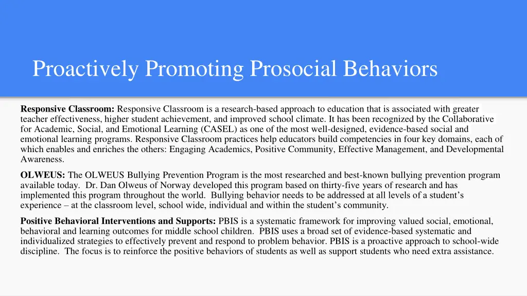 proactively promoting prosocial behaviors