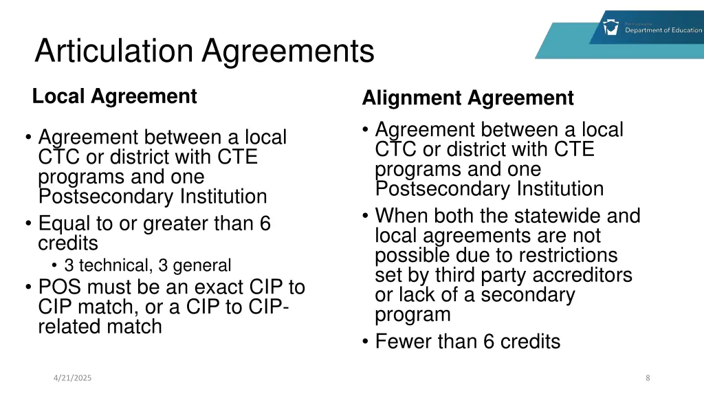 articulation agreements