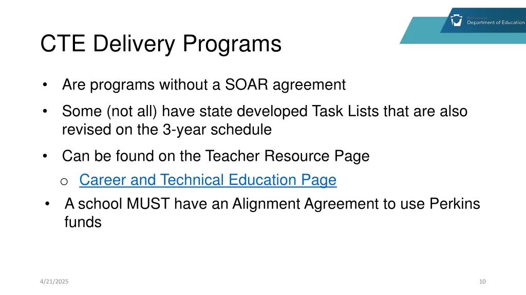 cte delivery programs