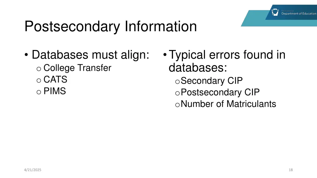 postsecondary information