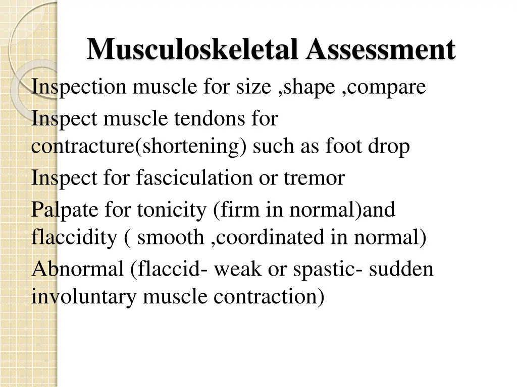 musculoskeletal assessment inspection muscle