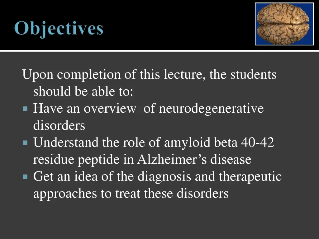 upon completion of this lecture the students