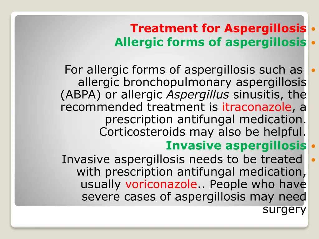 treatment for aspergillosis allergic forms