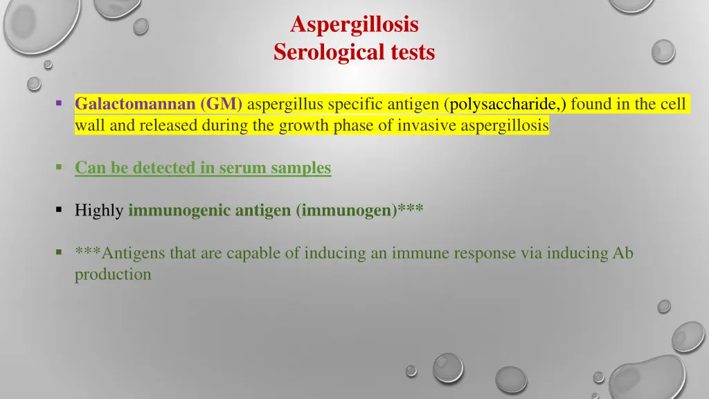 aspergillosis serological tests