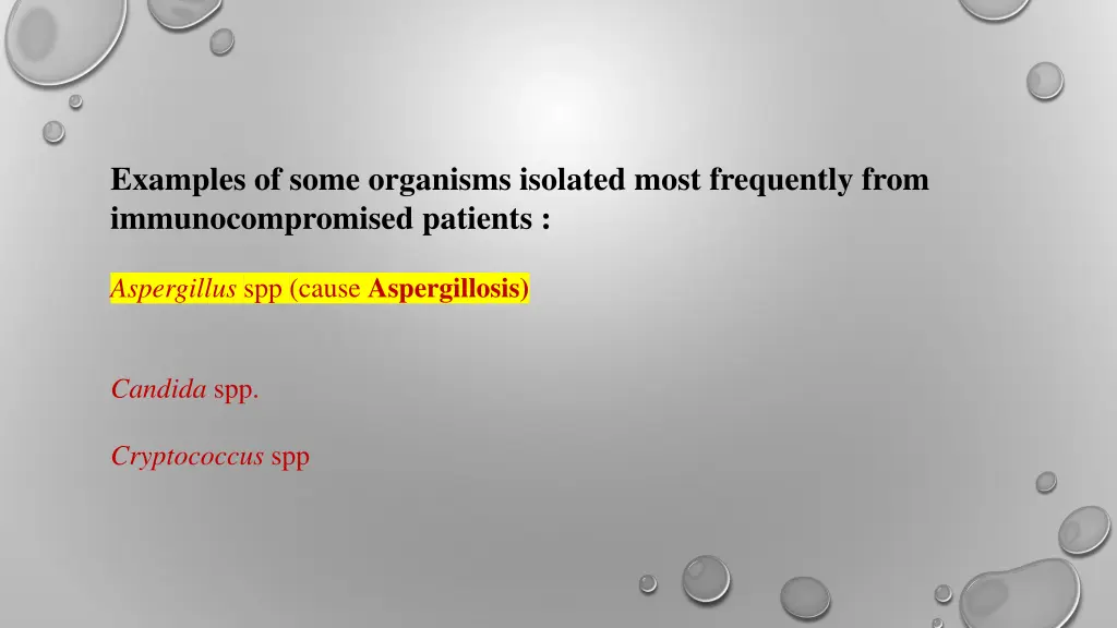 examples of some organisms isolated most