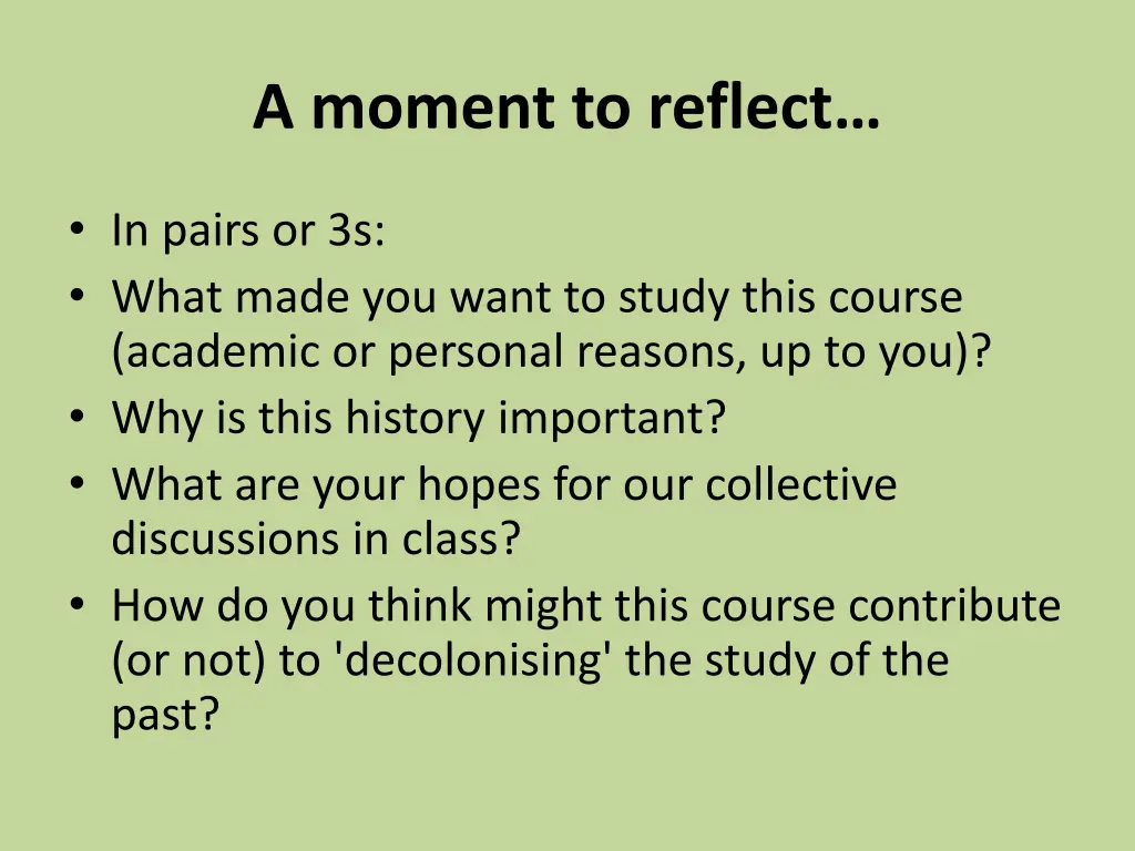 a moment to reflect
