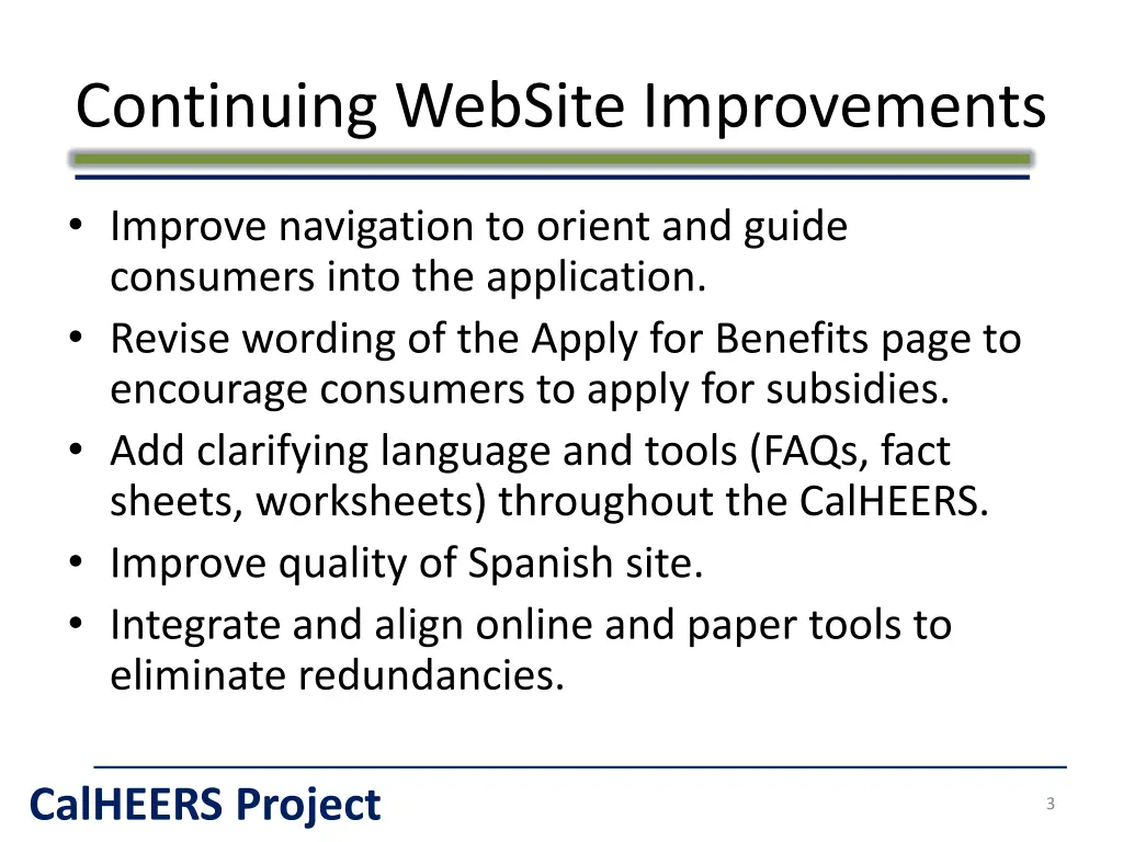 continuing website improvements