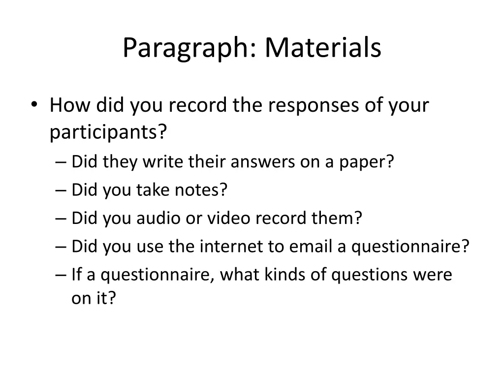 paragraph materials